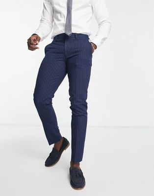 Jack & Jones Premium super slim pin stripe suit pants in navy