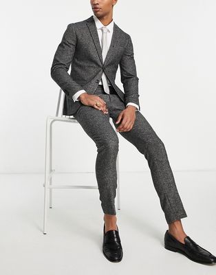 Jack & Jones Premium super slim tweed suit pants in dark gray
