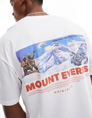 Jack & Jones relaxed fit T-shirt with Everest back print in white