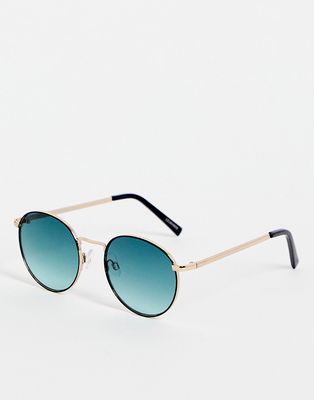 Jack & Jones retro frame sunglasses in gold