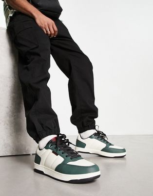 Jack & Jones sneakers with chunky sole in ecru and green