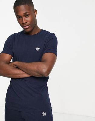Jack & Jones t-shirt & short lounge set in navy