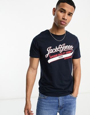Jack & Jones vintage logo t-shirt in navy