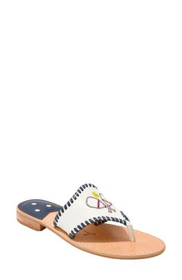 Jack Rogers Embroidered Sandal in White/Midnight