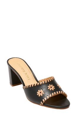 Jack Rogers Wells Block Heel Slide Sandal in Black/Toast