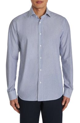 Jack Victor Aaron Stripe Cotton Button-Up Shirt in Navy