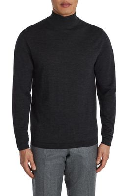 Jack Victor Beaudry Mock Neck Wool Blend Sweater in Charcoal