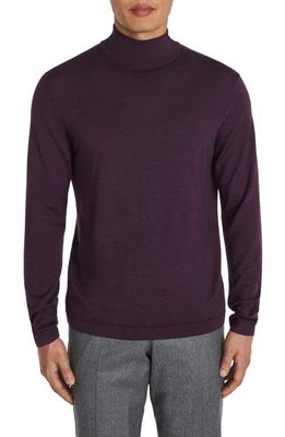 Jack Victor Beaudry Mock Neck Wool Blend Sweater in Plum