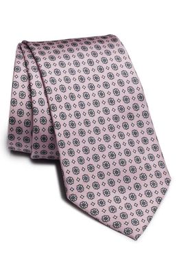 Jack Victor Belmont Floral Medallion Print Silk Tie in Pink 