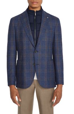 Jack Victor Brice Wool Blend Sport Coat with Removable Zip Bib in Blue Grey