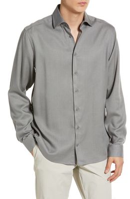 Jack Victor Chambray Button-Up Shirt in Grey