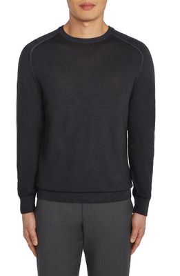 Jack Victor Crewneck Merino Wool Sweater in Black