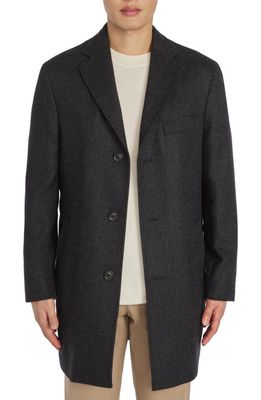 Jack Victor Delman Herringbone Stretch Wool Coat with Removable Bib in Charcoal