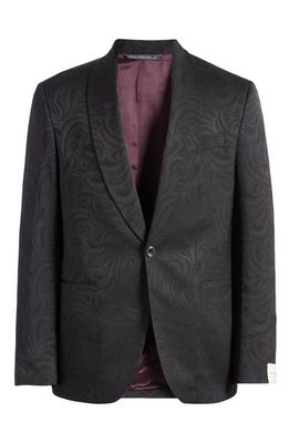 Jack Victor Edison Paisley Shawl Collar Wool Blend Sport Coat in Black