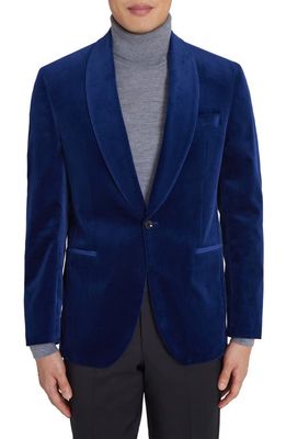 Jack Victor Edison Shawl Collar Velveteen Dinner Jacket in Blue