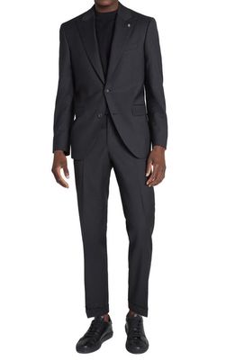 Jack Victor Engel Contemporary Fit Soft Constructed Super 120s Wool Suit in Black
