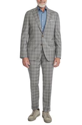 Jack Victor Esprit Deco Plaid Wool Suit in Light Grey