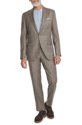 Jack Victor Esprit Plaid Wool Suit in Tan