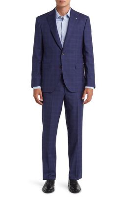 Jack Victor Esprit Soft Constructed Deco Plaid Wool Suit in Navy