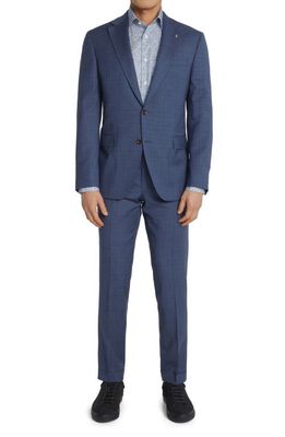 Jack Victor Esprit Soft Constructed Plaid Stretch Wool Suit in Blue