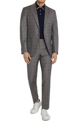 Jack Victor Esprit Soft Constructed Plaid Stretch Wool Suit in Light Brown