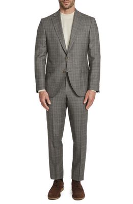 Jack Victor Esprit Soft Constructed Plaid Wool Suit in Tan