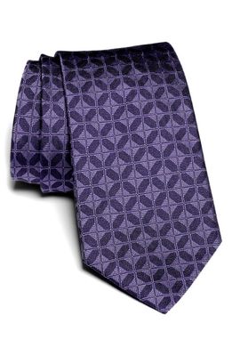 Jack Victor Gordon Geometric Jacquard Silk Tie in Purple
