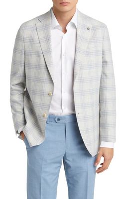Jack Victor Hampton Plaid Wool & Linen Blend Sport Coat in Light Grey