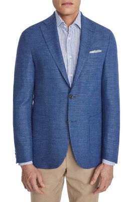 Jack Victor Hampton Stretch Slub Wool & Linen Blend Mélange Sport Coat in Mid Blue