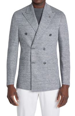 Jack Victor Hill Unconstructed Double Breasted Linen Blend Sport Coat in Light Grey