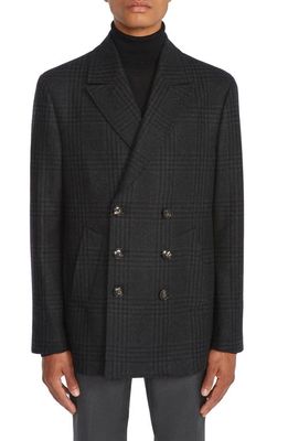 Jack Victor Jeremiah Check Wool Blend Peacoat in Charcoal