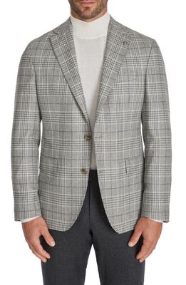 Jack Victor McAllen Contemporary Fit Plaid Wool & Silk Blazer in Light Grey