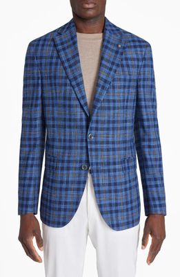 Jack Victor Midland Check Wool & Silk Blend Sport Coat in Medium Blue