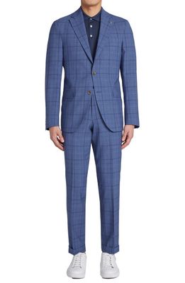 Jack Victor Midland Plaid Soft Constructed Wool Suit in Blue