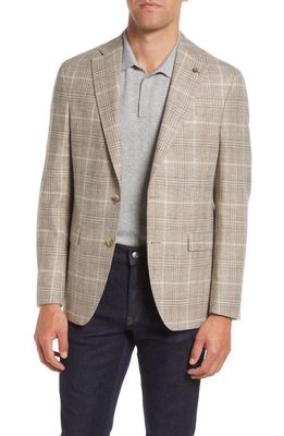 Jack Victor Midland Plaid Unconstructed Wool Blend Sport Coat in Tan