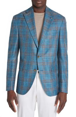 Jack Victor Midland Plaid Wool & Silk Blend Sport Coat in Teal