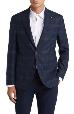 Jack Victor Midland Soft Constructed Plaid Stretch Wool Sport Coat in Navy/Olive