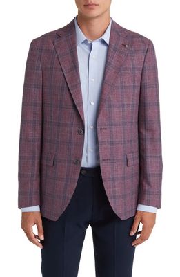 Jack Victor Midland Soft Constructed Plaid Wool & Silk Blend Sport Coat in Berry