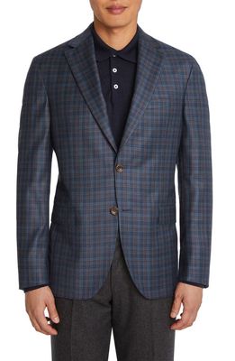 Jack Victor Midland Unconstructed Plaid Wool Sport Coat in Teal