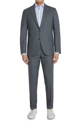 Jack Victor Midland Windowpane Soft Constructed Wool Suit in Grey