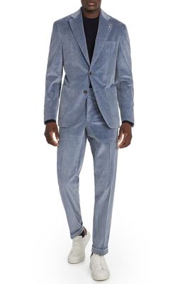 Jack Victor Myles Soft Constructed Cotton & Cashmere Stretch Corduroy Suit in Blue