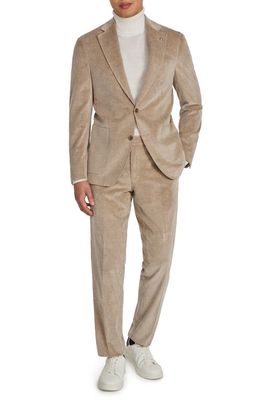 Jack Victor Myles Soft Constructed Cotton& Cashmere Stretch Corduroy Suit in Beige