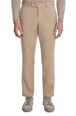 Jack Victor Palmer Crossover Stretch Cotton & Wool Dress Pants in Tan