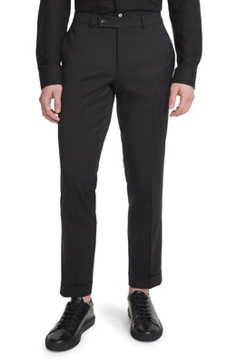 Jack Victor Payne Flat Front Wool Trousers in Black
