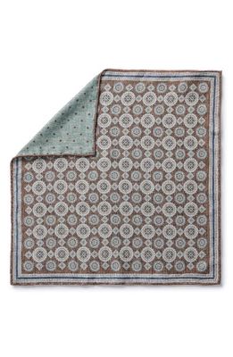 Jack Victor Selby Reversible Silk Pocket Square in Brown