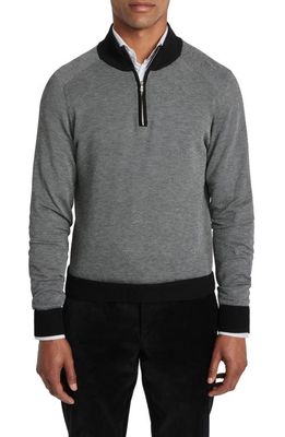 Jack Victor Valois Quarter Zip Pullover Mulberry Silk Blend Sweater in Black