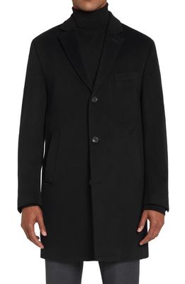 Jack Victor Wesley Modern Wool & Cashmere Top Coat in Black