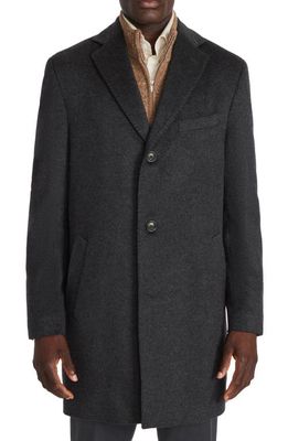 Jack Victor Wesley Wool & Cashmere Top Coat in Charcoal