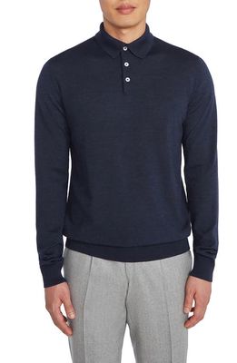Jack Victor Wool Blend Polo Sweater in Navy