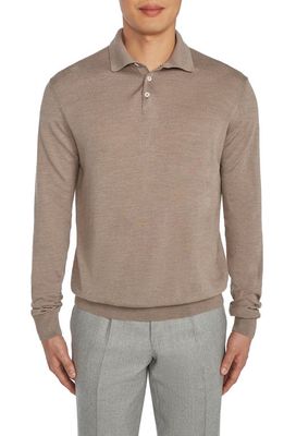 Jack Victor Wool Blend Polo Sweater in Taupe